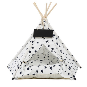 Customized Logo Dog & Cat Outdoor Camping Dog Accessories Durable Large Soft Star Pattern Cat Bed Pet Tent House Dog Teepee