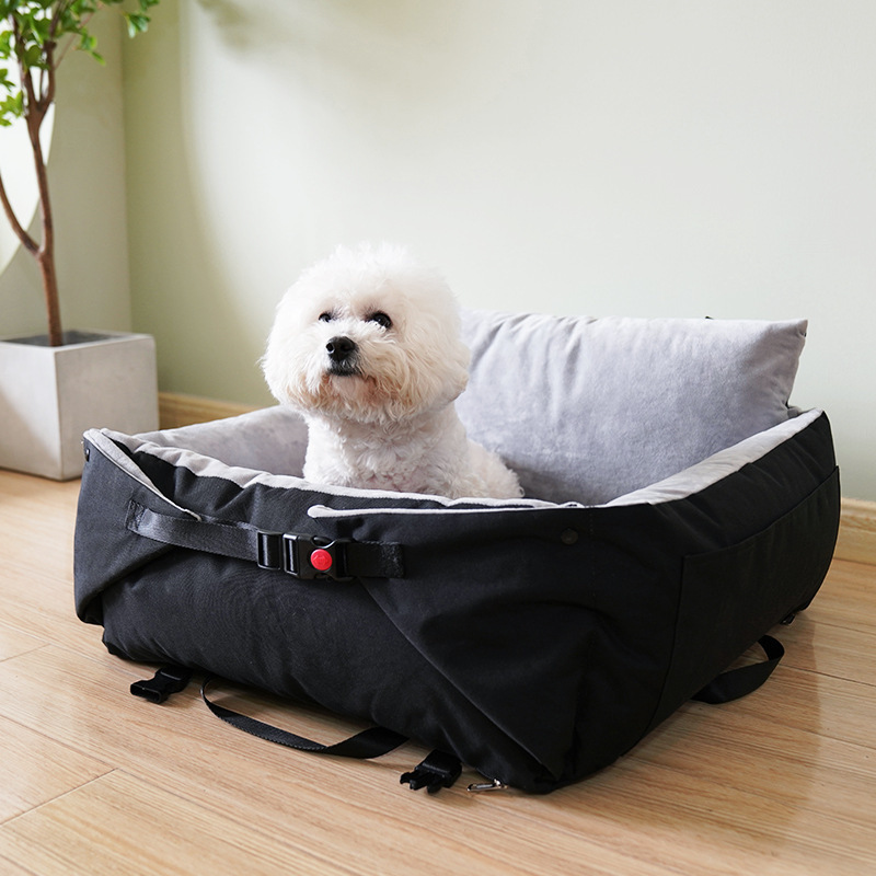 High Quality Black 2 in 1 Seats Dog Bed for Car Safety Travel Hammock with Pockets Pet Dog Car Seat Cover for Front Seat