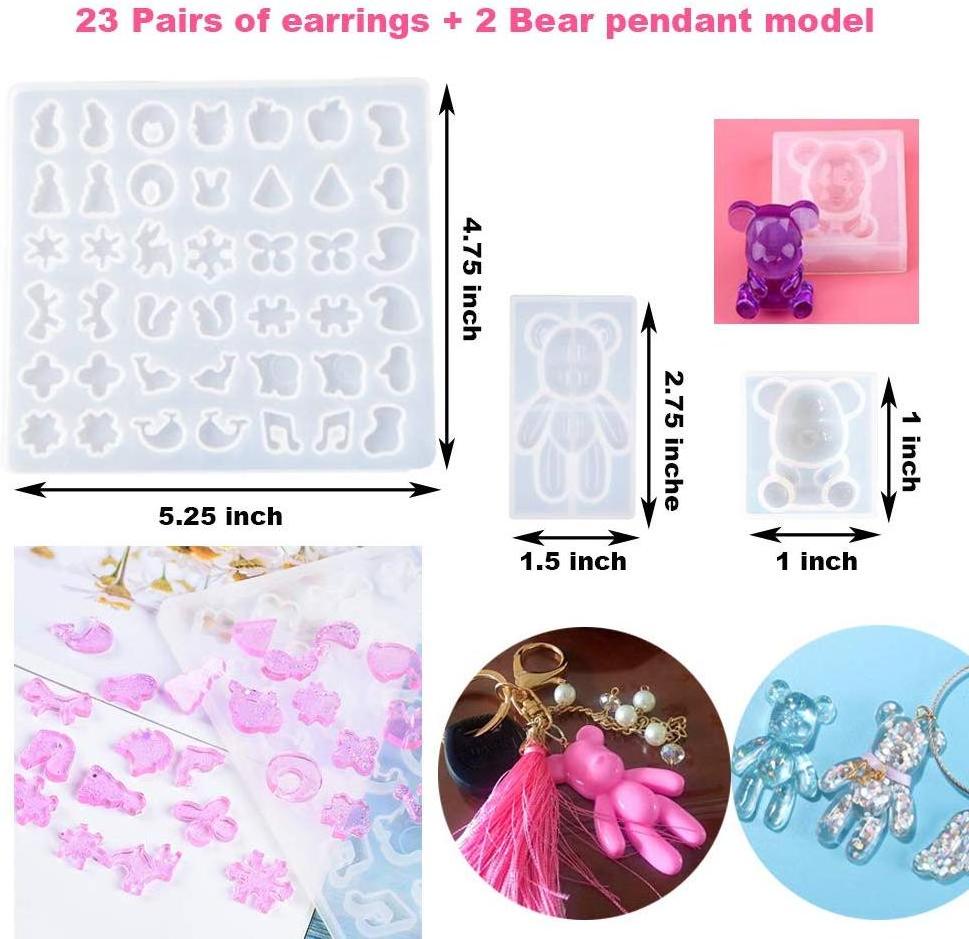 DIY Jewelry Casting Molds Tools Set Silicone Jewelry Earring Resin Molds Necklace Bear Diamonds Mold