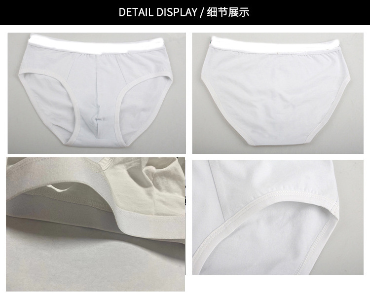 ODM/OEM Custom Logo White Men Cotton Stretch Low Rise Trunks Breathable Solid White Underpants Bikini Mens White Boxer Briefs