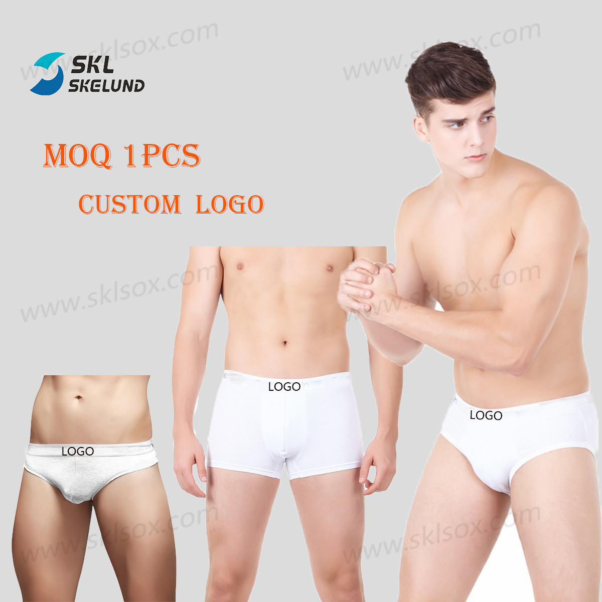 ODM/OEM Custom Logo White Men Cotton Stretch Low Rise Trunks Breathable Solid White Underpants Bikini Mens White Boxer Briefs