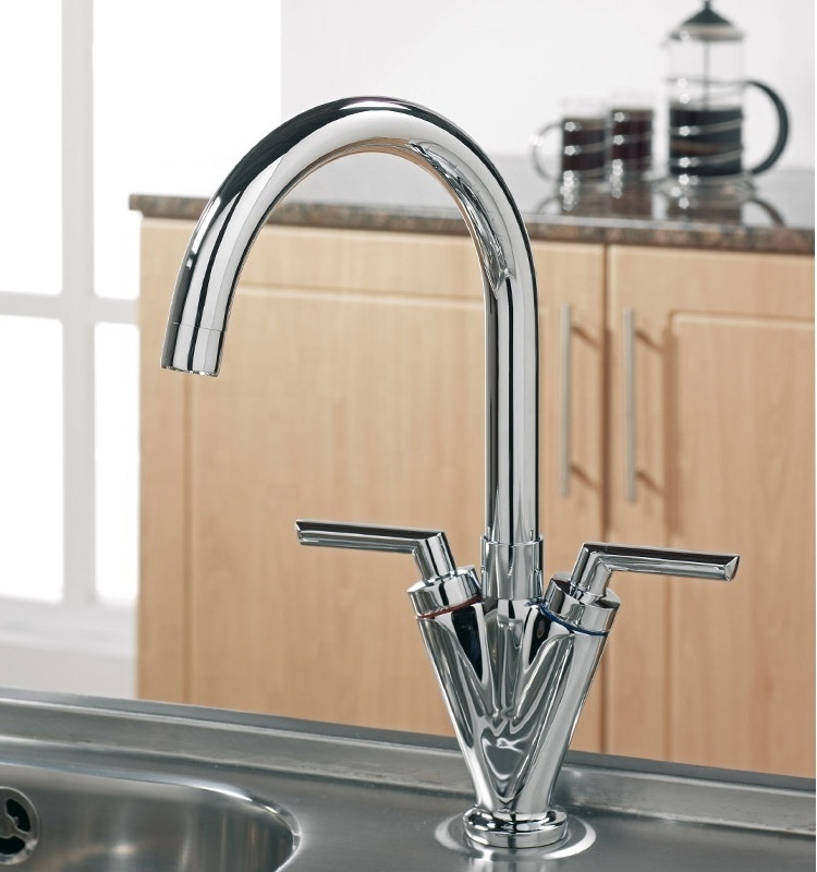 High quality kitchen sink faucet upc brass kitchen faucet 3 way two handle kitchen faucet