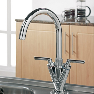 High quality kitchen sink faucet upc brass kitchen faucet 3 way two handle kitchen faucet