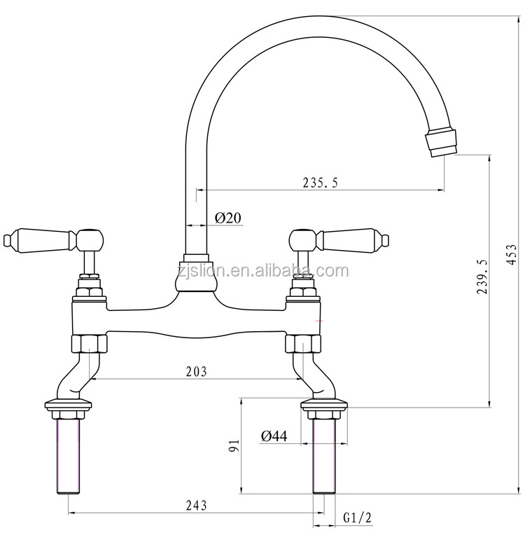 High quality bridge  brass classical gold kitchen sink faucet  deck mounted prevent ironing  two handle