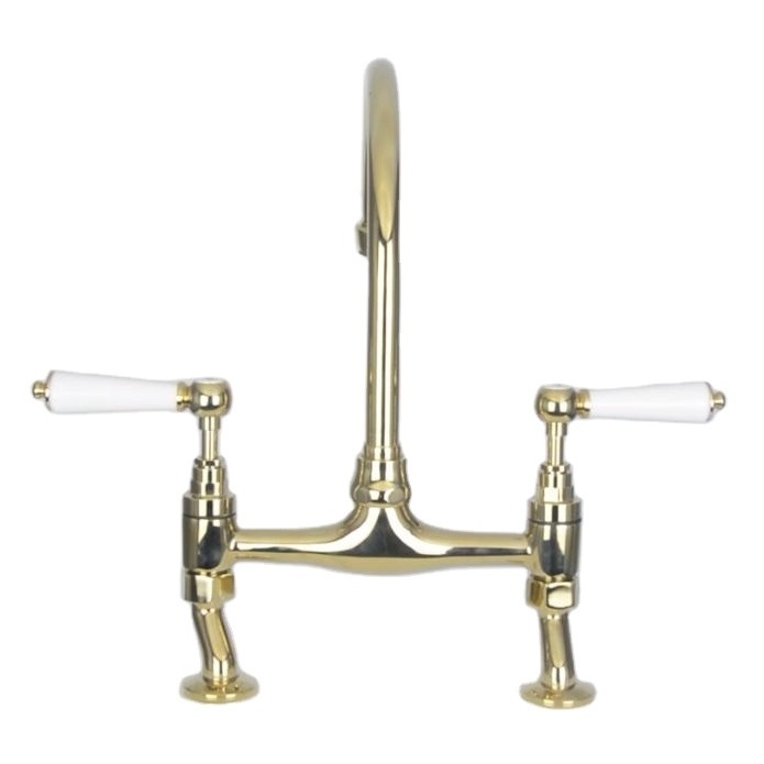 High quality bridge double handle antique classic luxury brass gold kitchen faucet kitchen taps