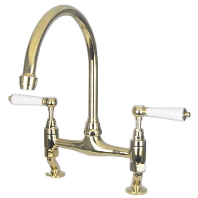 High quality bridge double handle antique classic luxury brass gold kitchen faucet kitchen taps