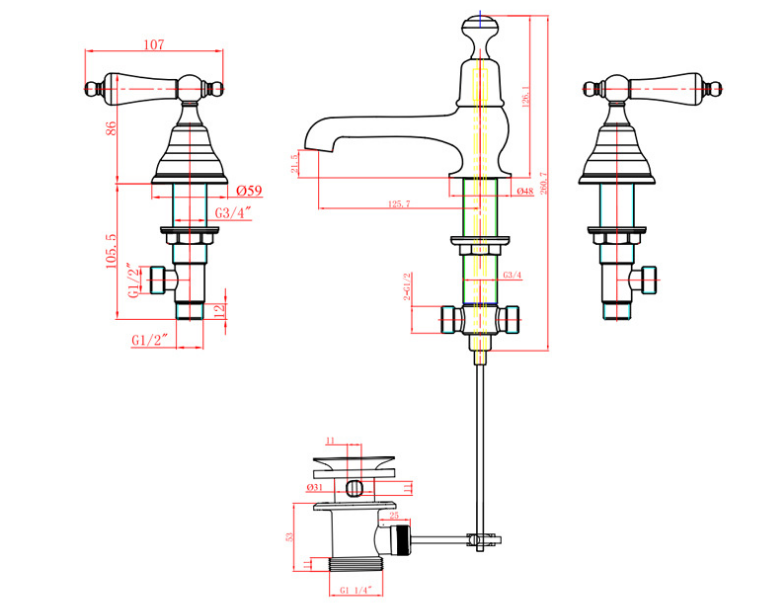 Factory Direct Customization brass chrome deck mounted prevent  two handle classical  kitchen  tap sink faucet