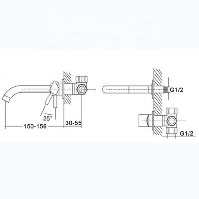 Single Lever Wall Mounted Wash Basin Mixer Basin Faucet