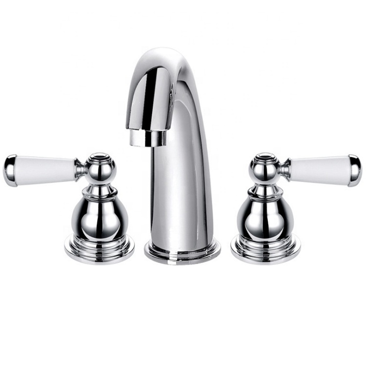 Brass dual handle  basin mixer Gold Brass Wash Face Bathroom Sink PVD Mixer Basin Anti-Scratch Basin Faucets