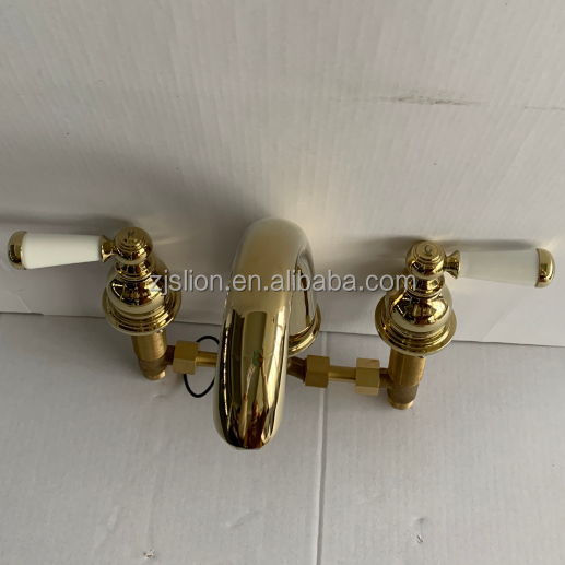 Brass dual handle  basin mixer Gold Brass Wash Face Bathroom Sink PVD Mixer Basin Anti-Scratch Basin Faucets