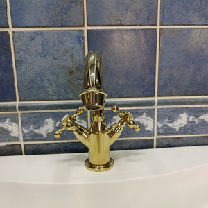 British European American classic two ceramic handle Brass kitchen mixer sink tap