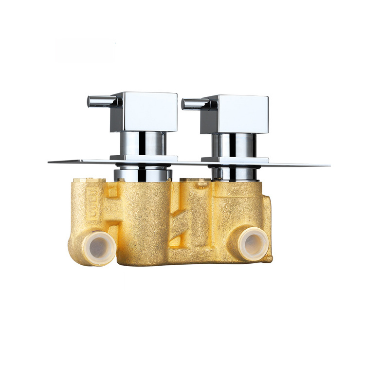 Two Square handles Square plate concealed Twin concealed WRAS thermostatic shower valves brass bathroom shower