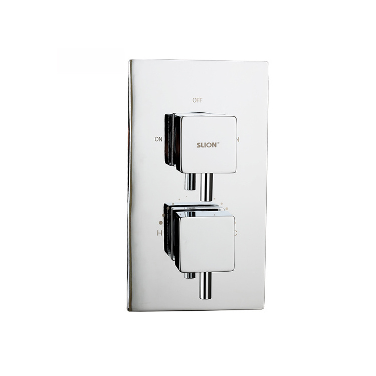 Two Square handles Square plate concealed Twin concealed WRAS thermostatic shower valves brass bathroom shower