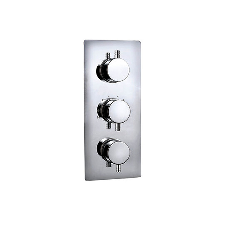 Square plate brass chrome thermostatic shower valve with diverter Wall Mounted Concealed Shower Faucet Valve