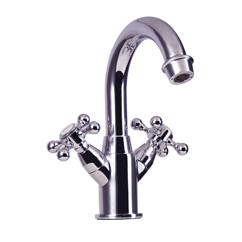 Dual Handle European Antique Finish Brass Basin Faucet For Bathroom Water Taps Bathroom Brass Wash Basin Faucet