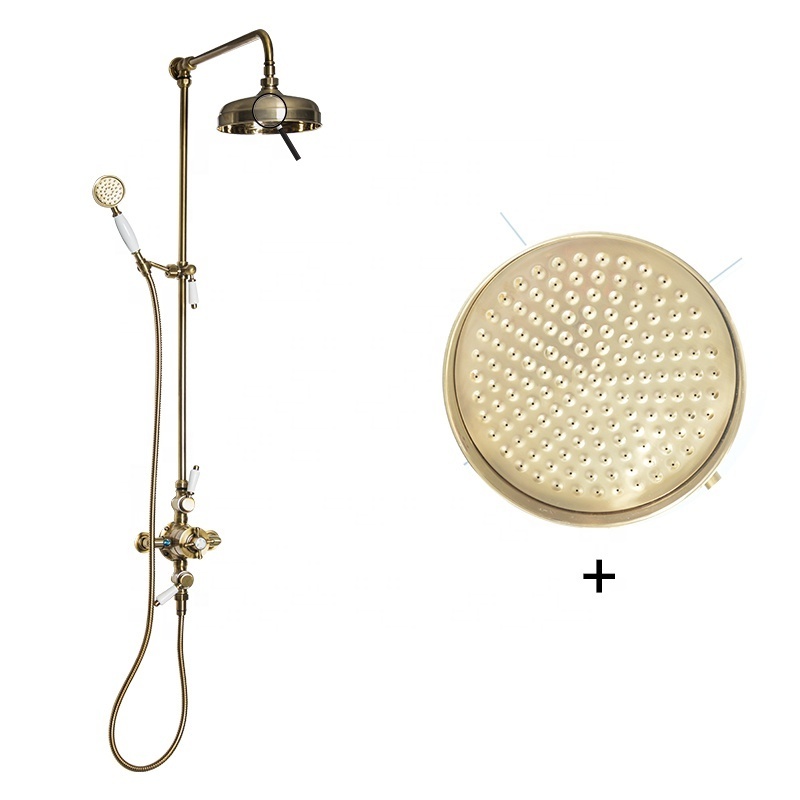 Luxury brass Wall-mounted bathroom rain shower Antique brass shower faucet set Suitable for the elderly and children