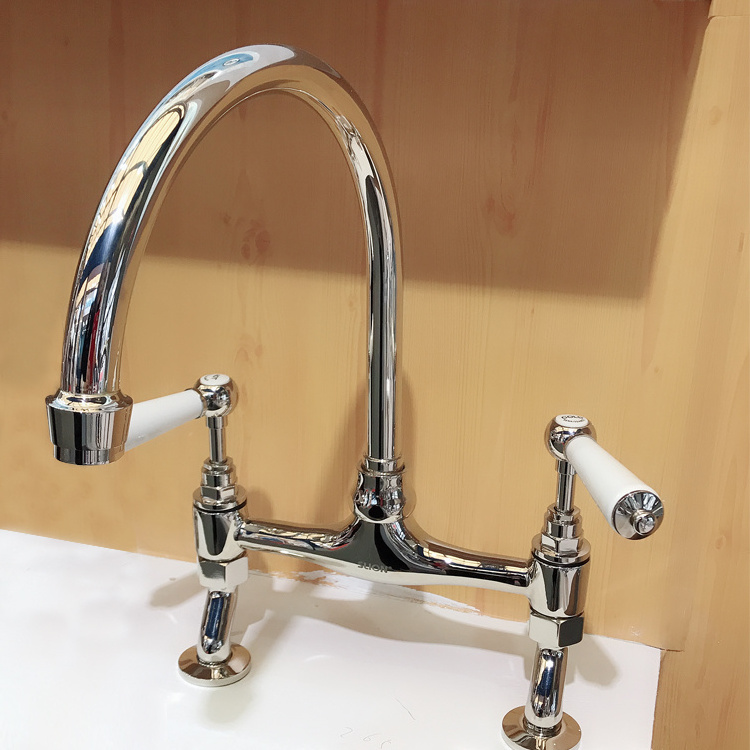 Hot sale popular long neck antique luxury brass kitchen faucets