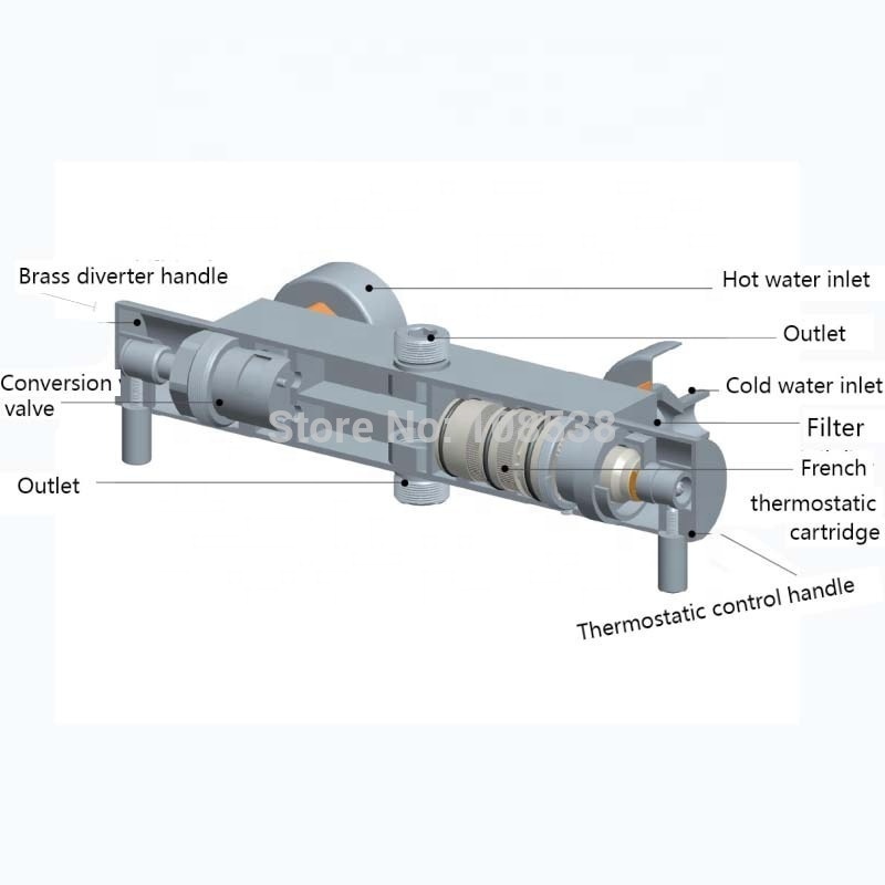 Brass round exposed thermostatic shower valve Popular In wall Brass Shower Faucet Body 2 way Diverter shower body