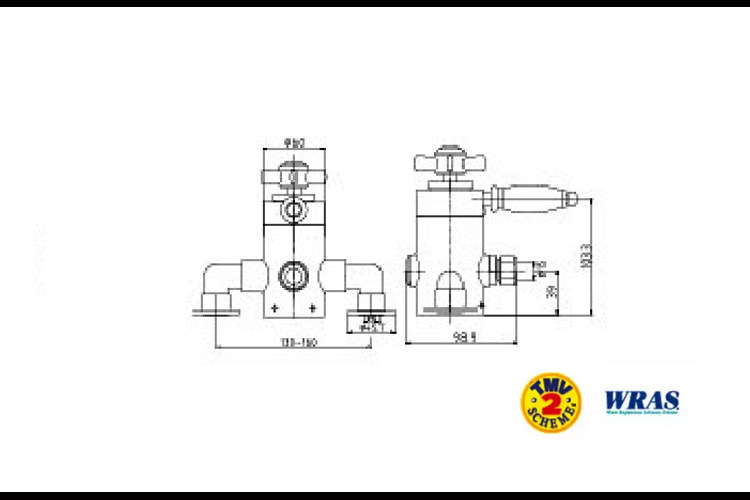 Cross handles exposed thermostatic shower valves