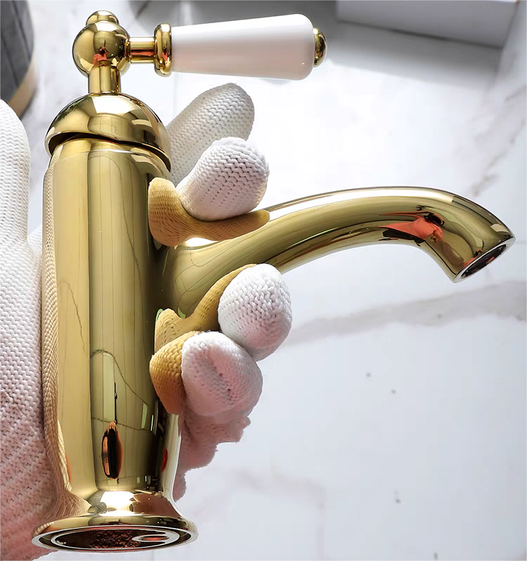 European style artist single handle one hole brass gold basin faucet Antique Brass Bathroom Faucet Hot and Cold Water Mixer Taps