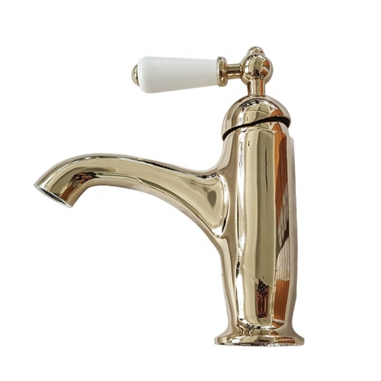 European style artist single handle one hole brass gold basin faucet Antique Brass Bathroom Faucet Hot and Cold Water Mixer Taps