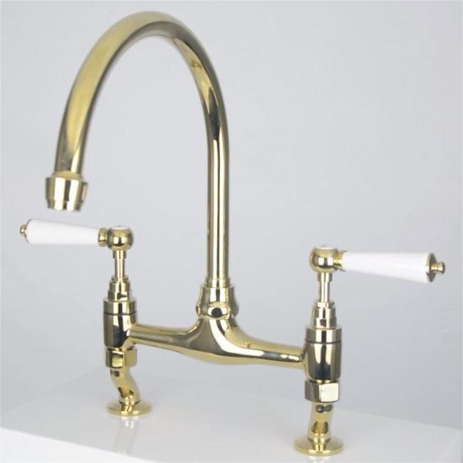 Classic vintage bridge faucet gold brass two handles Kitchen Sink Faucet for kitchen Bridge Sink Mixer