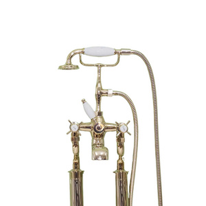 Gold finish Brass Floor  mounted bath shower mixer faucet