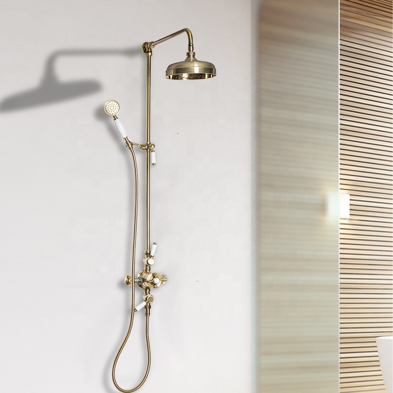 18mm rigid riser handset 8'' showerhead WRAS chrome vernet thermostatic brass exposed valve shower mixer