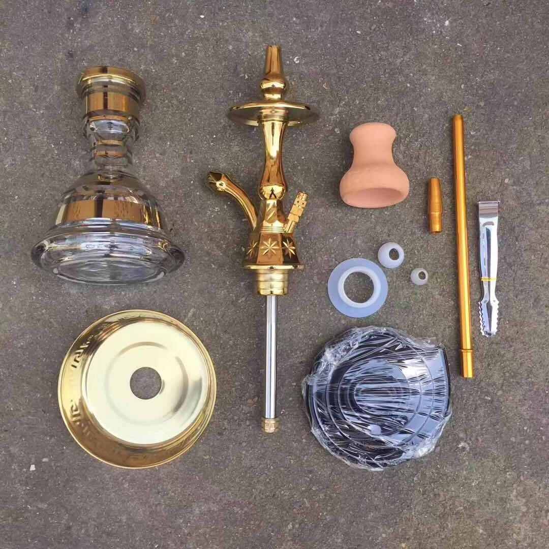 Traditional Style Portable Handcrafted Glass Base Hookah Set Shisha Narguile 1 Hose Egyptian Hookah