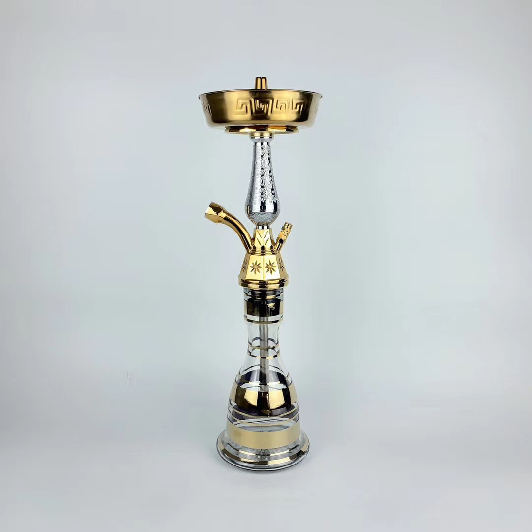 Traditional Style Portable Handcrafted Glass Base Hookah Set Shisha Narguile 1 Hose Egyptian Hookah