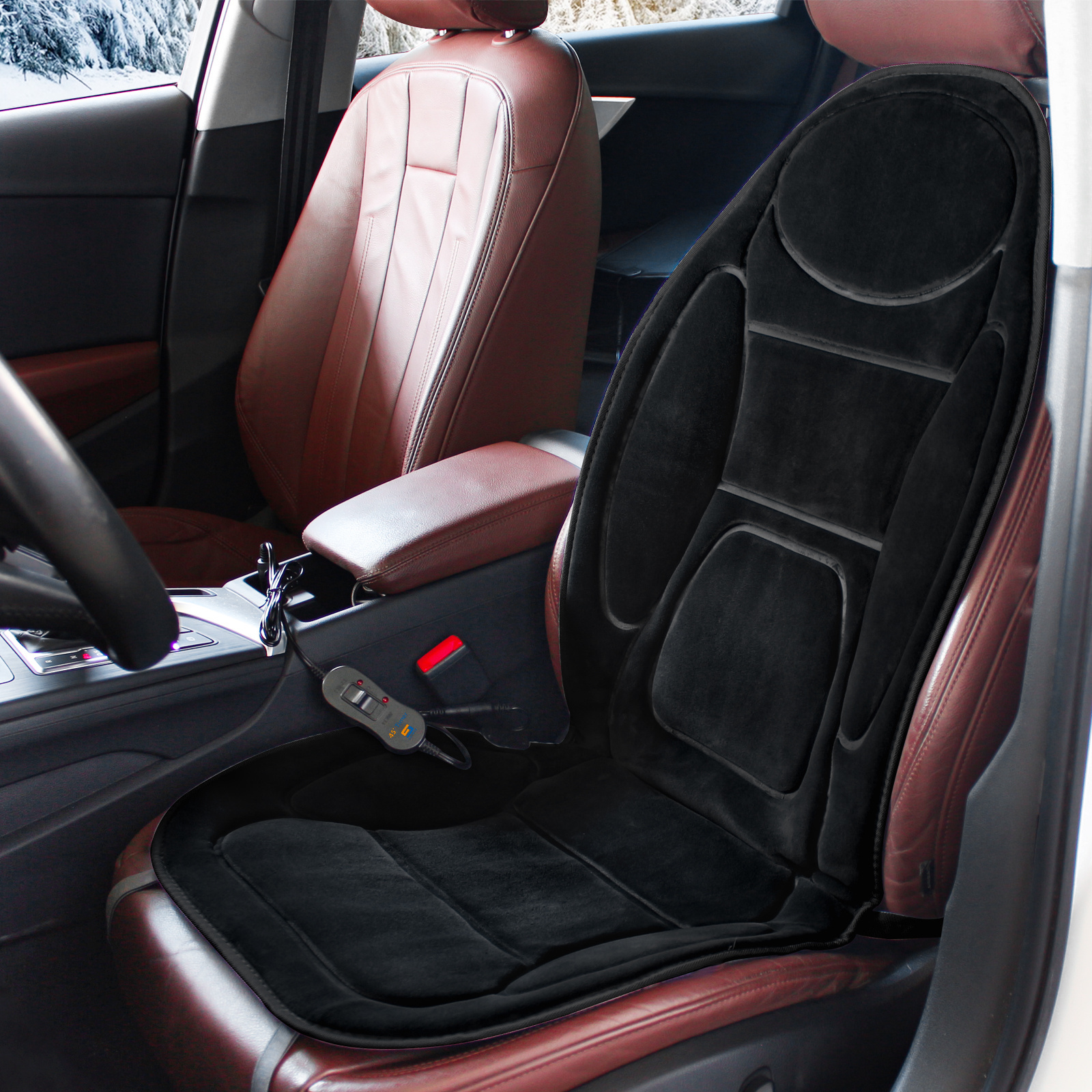 Intelligent Temp Regulation Versatile Heated Car Seat Cover Set with Non-Slip Backing