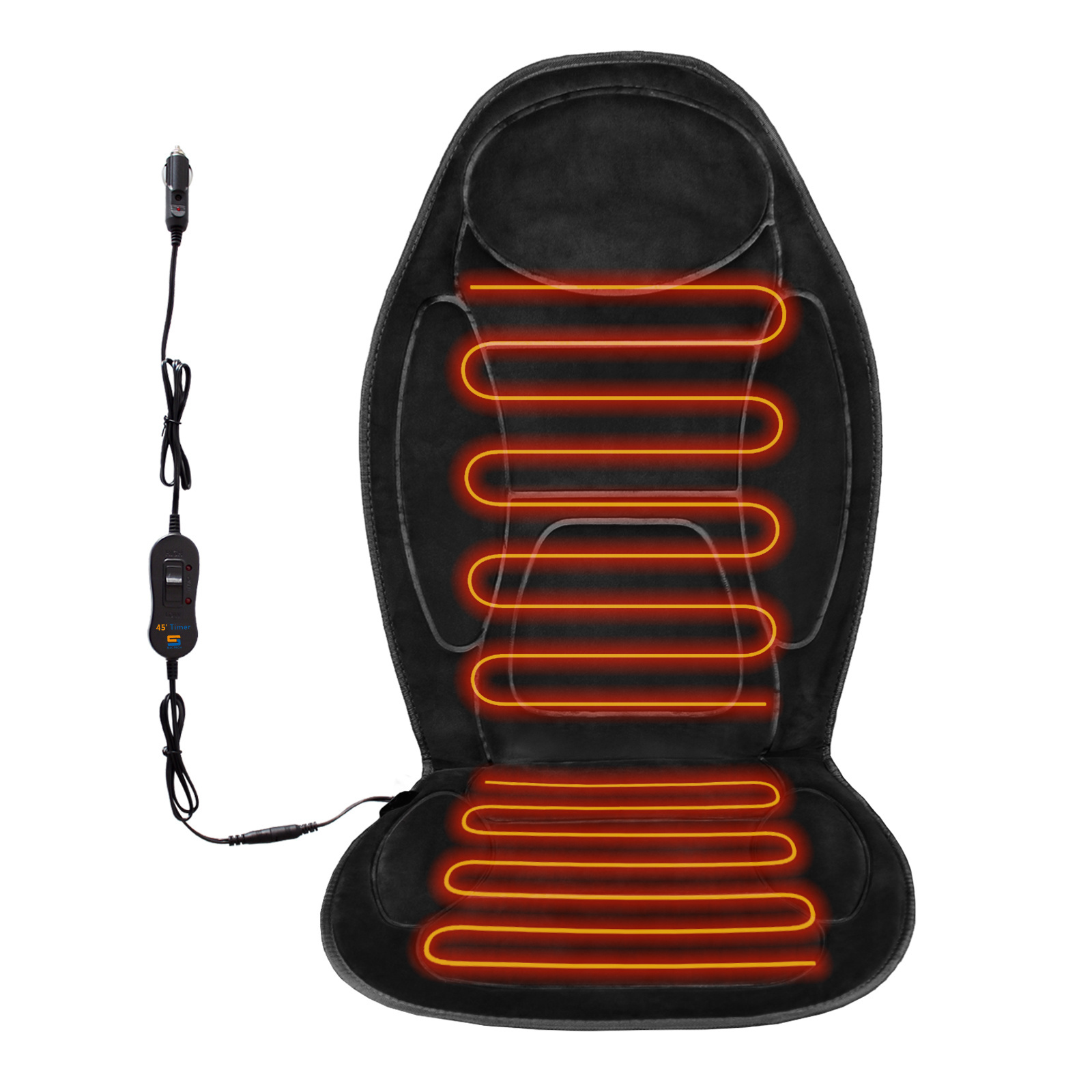 Intelligent Temp Regulation Versatile Heated Car Seat Cover Set with Non-Slip Backing