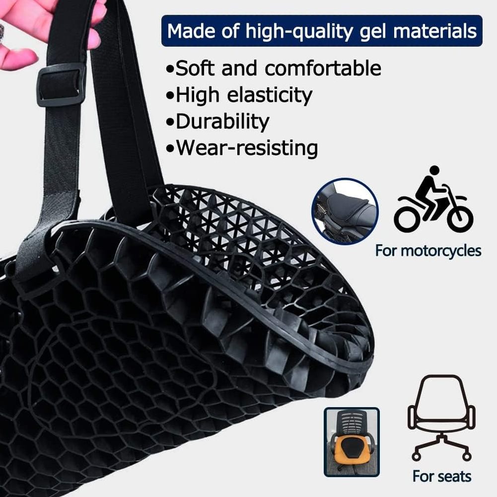 Universal Motorcycle Gel Seat Cushion for Front/Rear Moto Seats 3D Honeycomb Motorcycle Seat Cover