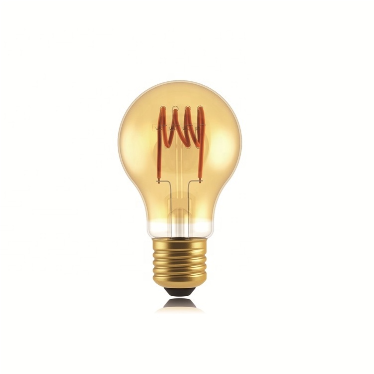 Hot Selling Amber Glass A60 LED Filament Bulb Special-shaped Spiral Filament For Decoration 4W 6W