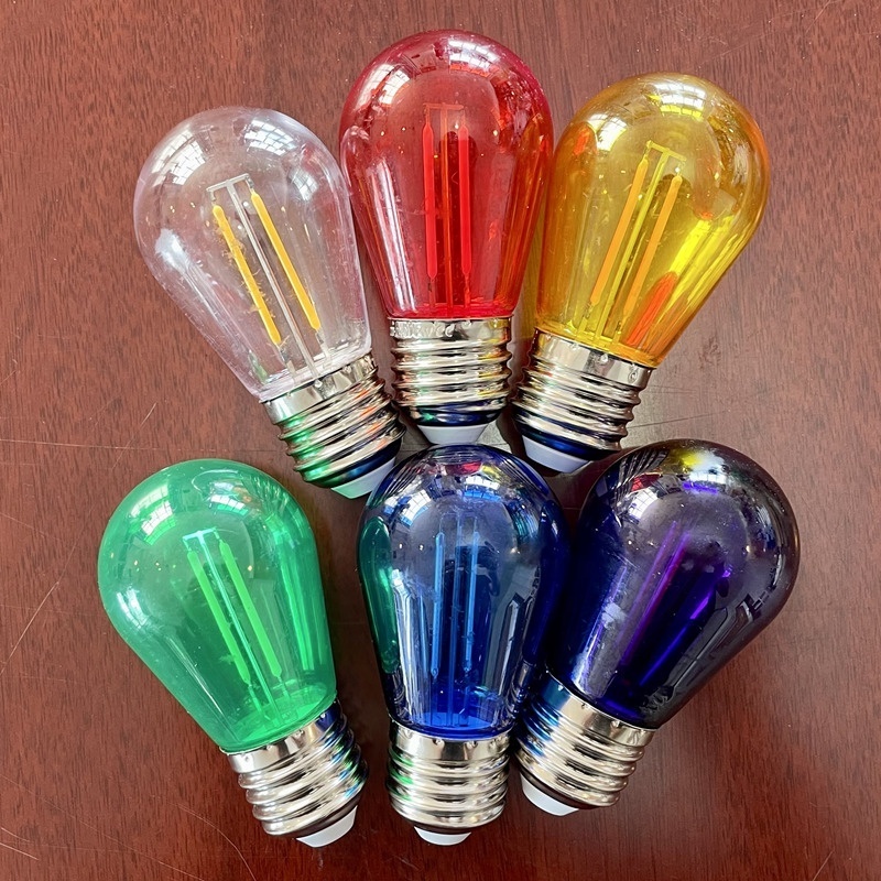 S14 LED Plastic Bulb String Light Bulb For Outdoor And Garden Decoration 3V 120V 230V Double Filament 2W