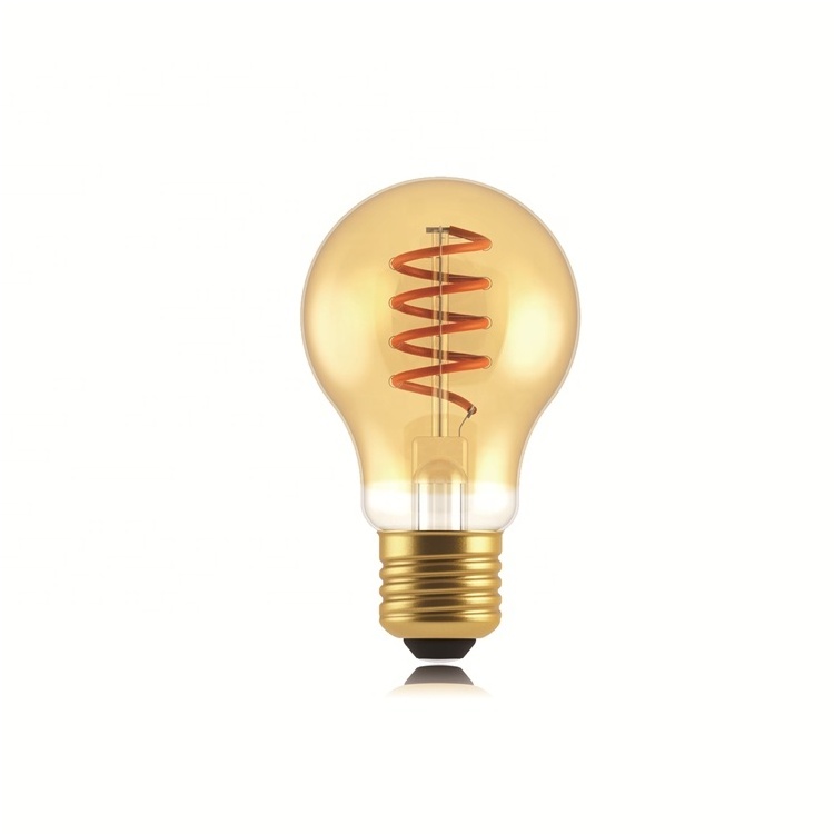 Hot Selling Amber Glass A60 LED Filament Bulb Special-shaped Spiral Filament For Decoration 4W 6W