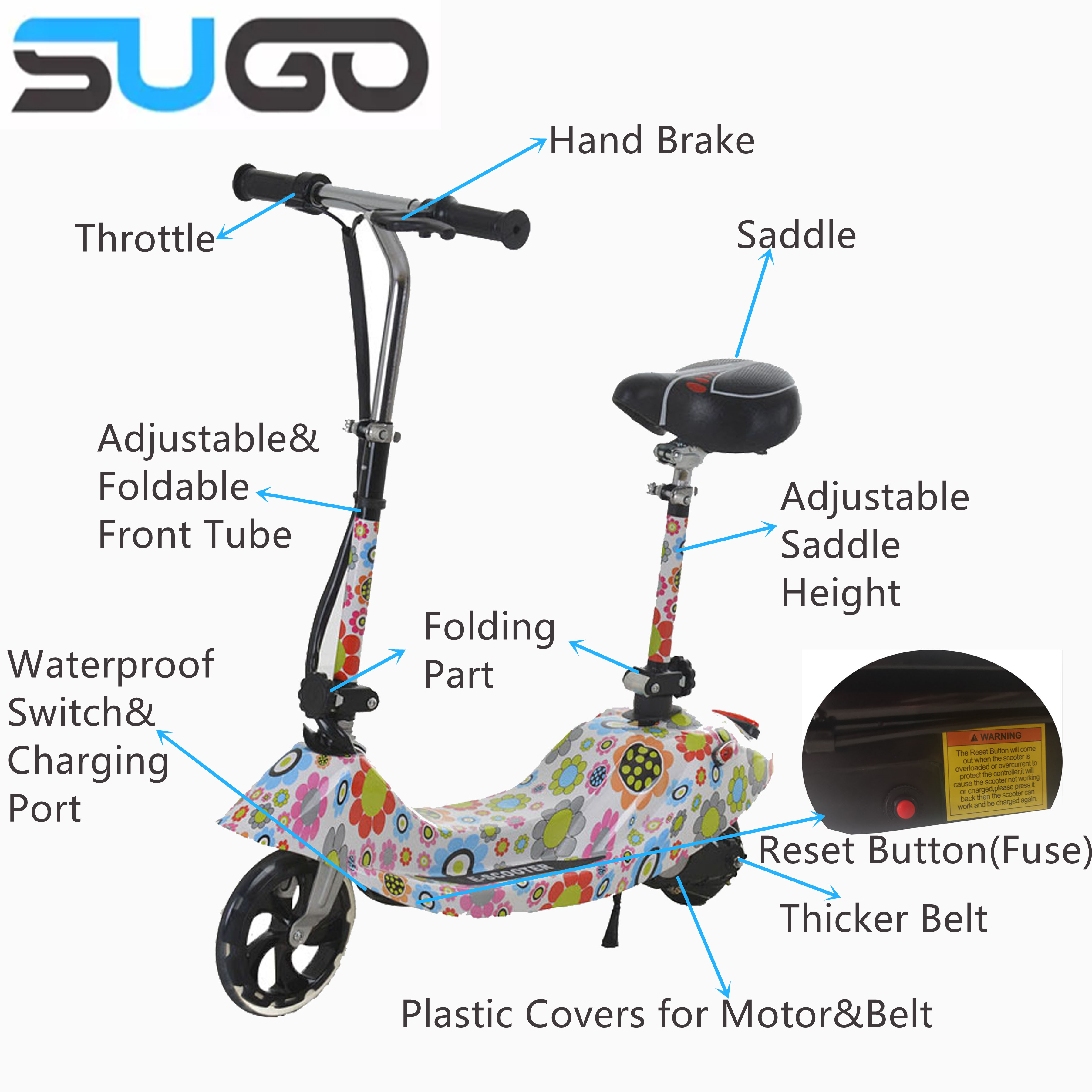 Factory supplier smart dolphin electric scooter with seat folding ce electric scooter for kids