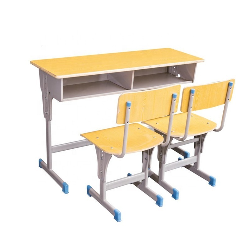 hot sell cheap factory price wooden school furniture double combined school desk and bench