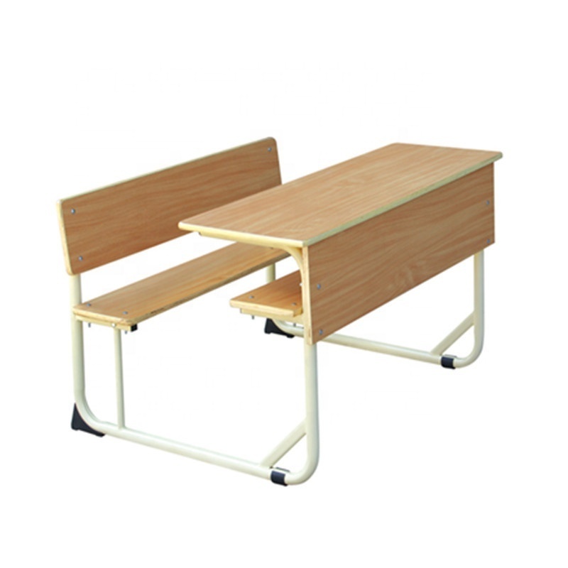 hot sell cheap factory price wooden school furniture double combined school desk and bench