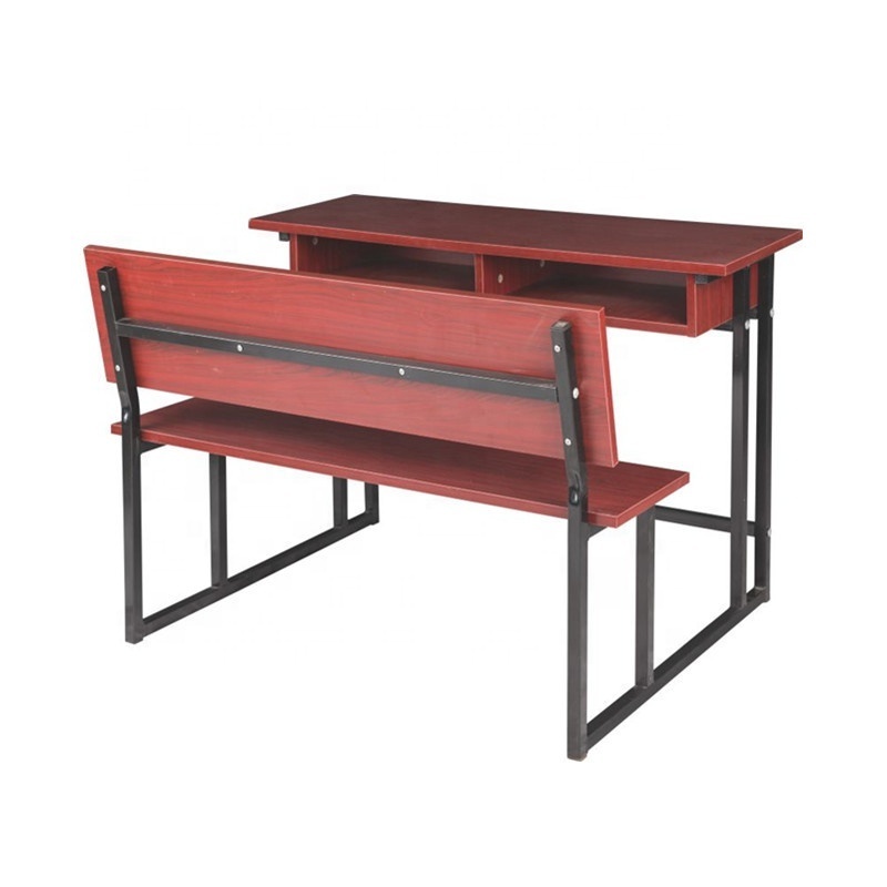 hot sell cheap factory price wooden school furniture double combined school desk and bench