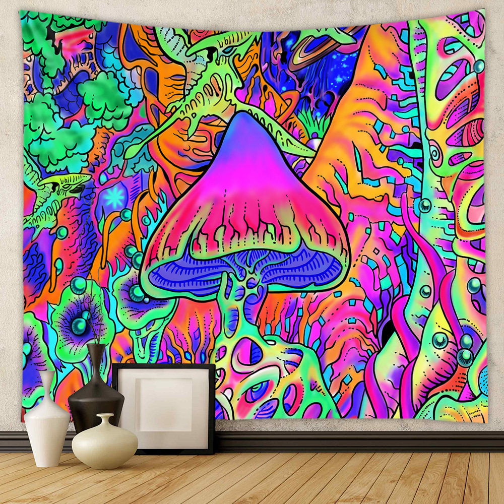 Mushroom Planets Tapestries Plants Monster Octopus Tapestry Space Galaxy Tapestry Wall Hanging for Room