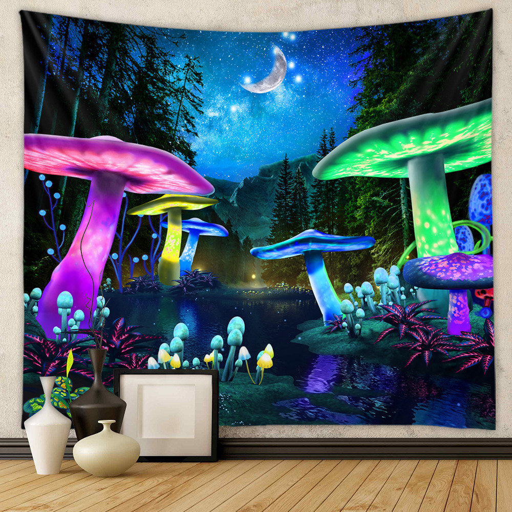 Mushroom Planets Tapestries Plants Monster Octopus Tapestry Space Galaxy Tapestry Wall Hanging for Room