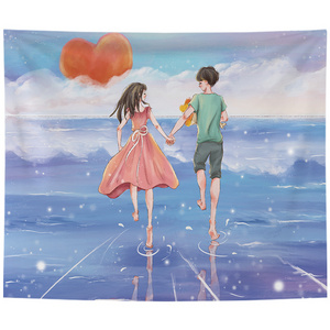 Cute girl heart room decoration wall cloth background cloth ins hanging cloth bedroom student dormitory bedside tapestry