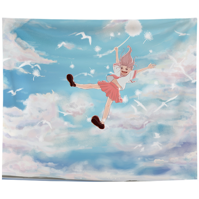 Cute girl heart room decoration wall cloth background cloth ins hanging cloth bedroom student dormitory bedside tapestry