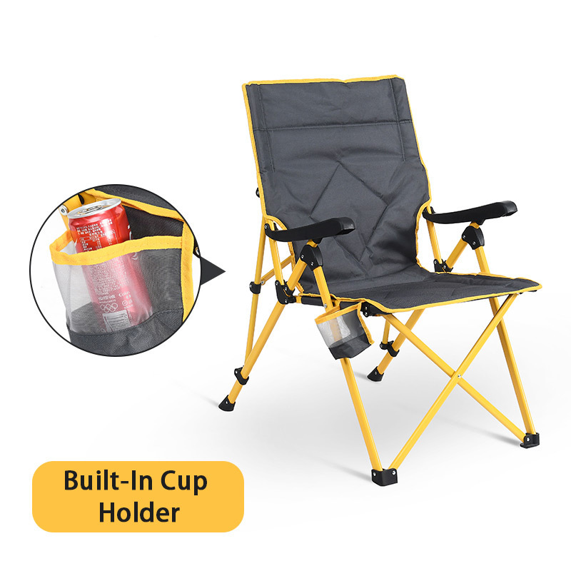 Hot Sale 3 Position Adjustable Outdoor Relax Reclining Metal Folding Camping Chair With Armrest