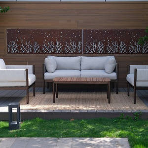 Inexpensive Outdoor Conversation Sofas Rope Metal Patio Garden Sofa Set Furniture Waterproof Frame Character Style Living Room