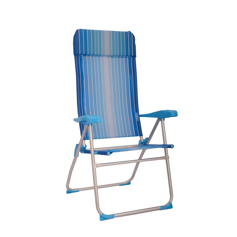 Durable 4-Position Reclining Backrest Portable Beach Chair Folding Beach Chair with Armrests