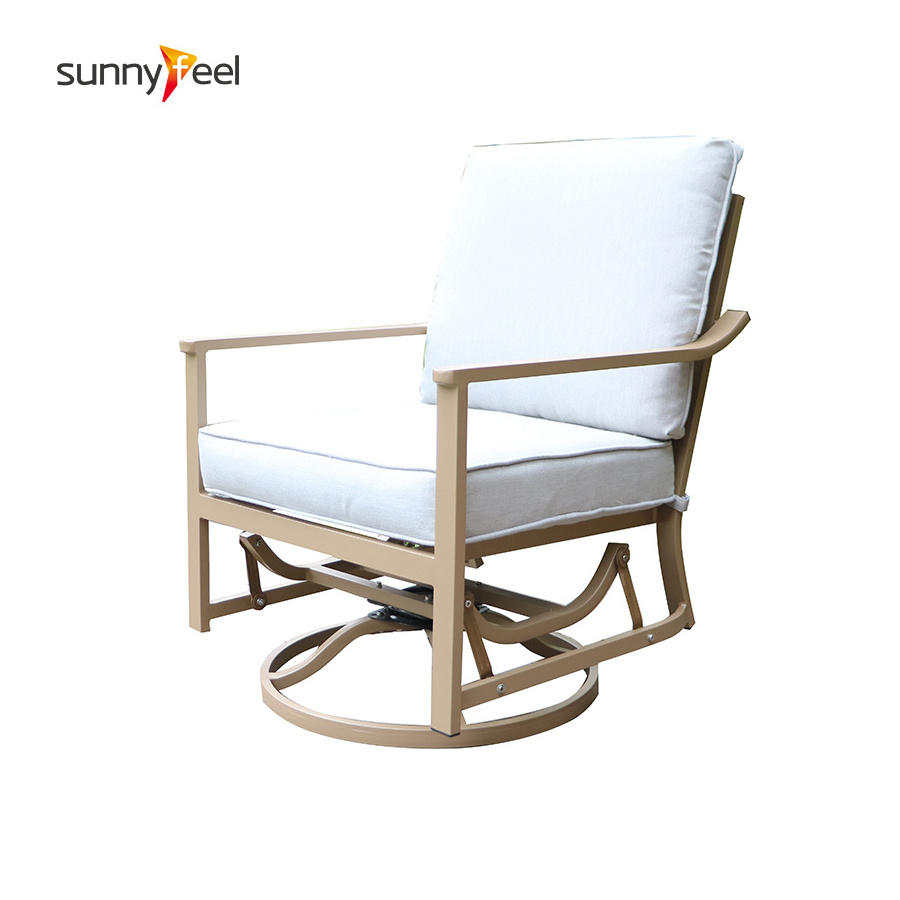 OEM High Quality Outdoor Furniture Garden Set Swivel Swing Chair 3 Set Metal Aluminum Side Table