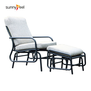 Patio Outdoor garden  Metal Chaise Lounge Swinging chair Swinging ottoman footrest