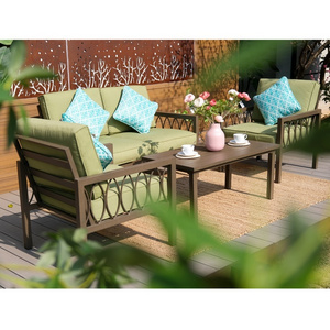 China Factory Wholesale 4 Pieces Outdoor Conversation Set Garden Furniture Steel Patio Sofa Set